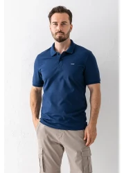 JB John Borners Men's Polo Neck Brand Printed Cotton T-Shirt Navy Blue - 25Y 2061