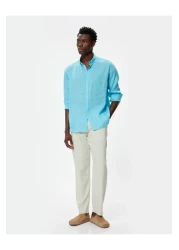 Koton Long Sleeve Linen Shirt - Classic Collar and Buttons