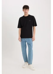 Defacto Boxy Fit Crew Neck Printed Short Sleeve Heavy Fabric T-Shirt D5507Ax25Sp