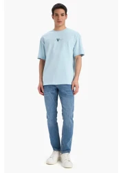 Defacto 100% Cotton Vikings Comfortable Fit Crew Neck Back Printed Short Sleeve T-Shirt B8092Ax25Sp