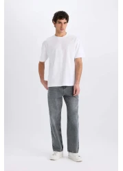Defacto Oversize Wide Fit Crew Neck Basic Plain Short Sleeve White T-Shirt E6885Axns