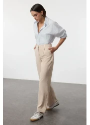  Collection بنطال قماش مطوي عالي الخصر بأرجل واسعة - TWOAW21PL0076