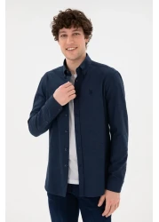 U.S. Polo Assn. قميص أساسي بأكمام طويلة باللون الأزرق الداكن للرجال 50296757 -VR033