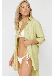  Collection قميص منسوج مخطط باللون الأخضر متعدد الألوان TBESS22GO0664