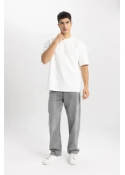 Defacto Oversize Wide Fit Crew Neck Heavy Fabric Basic Solid Short Sleeve T-Shirt B6494Ax24Sp