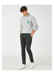 Koton Basic Chino Trousers with Button Pocket Detail