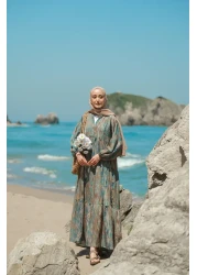 LOCCO Women's Wind Texture Patterned Dress Green