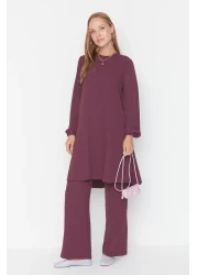  Modest بدلة منسوجة من قماش البرقوق مع خصر مطاطي من Aerobin Tunic-Pants TCTSS22US0023