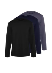  Collection Black-Navy-Anthracite Regular/Regular Cut 3 Pack Basic 100% Cotton Tok T-Shirt Tmnaw21Ts0197