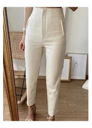 EN MODA STORE Carrot Leg Classic Stylish Women's Beige Trousers