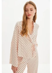  Collection طقم بيجامة منسوجة من الفسكوز بتفاصيل قلب مسحوق THMAW22PT0300