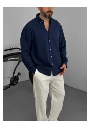 BYBASICMAN Navy Blue Fresh Fabric Basic Shirt G-5138/12