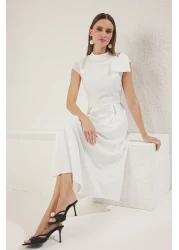  Collection White A-Line Pleated Woven Stylish Evening Dress Night Graduation Dress Tpraw25El00151