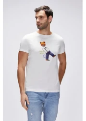 Bad Bear تي شيرت ناش وايت للرجال مطبوع تي شيرت أبيض للرجال