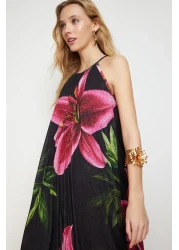  Collection Stretchy Black Maxi Knitted Dress - Halter Neck, TWOSS23EL02372