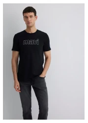 Mavi Logo Printed Black T-Shirt Slim Fit / Slim Fit 065781-900