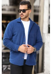 twingold Navy Blue Oversize Fleece - Men's Winter Lumberjack Shirt