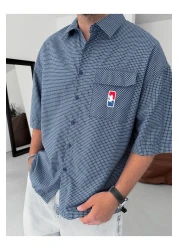 BYBASICMAN Blue Plaid Pocket Detailed Shirt Bs-002