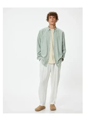 Koton Long Sleeve Slim Fit Cotton Shirt - Buttoned Collar Detail