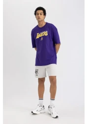Defacto NBA Los Angeles Lakers Boxy Fit Short Sleeve T-Shirt - Crew Neck S9221AZ24SM