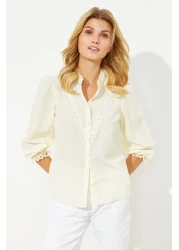  Collection Cotton Yellow Lace Detailed Shirt - Regular Fit TWOAW21GO0077