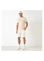 Iconic تي شيرت بطبعة شعار بأكمام قصيرة ورقبة دائرية