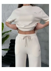 Elif Özbey Butik Stone Print Detailed Short Sleeve Set