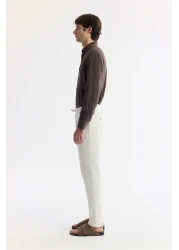 Avva بنطال تشينو رجالي من مزيج الكتان بخصر مريح ورباط علوي B003036