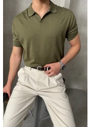 HYMAN تي شيرت تريكو بياقة بولو قطنية كبيرة الحجم للرجال