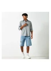 Lee Cooper Solid Shirt with Pocket and Long Sleeves