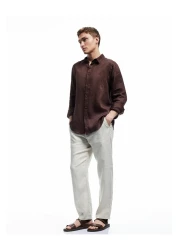 Koton Classic Collar Regular Fit Long Sleeve Linen Shirt