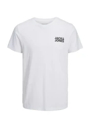Jack & Jones Crew Neck Logo Printed T-Shirt-Corplogo White