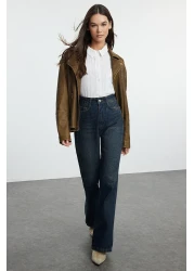  Collection Dark Blue High Waist Wide Leg Wide Leg Jeans Twoaw24Je00313