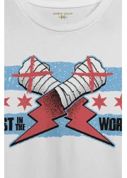 Kendim Seçtim تي شيرت أبيض للرجال قفاز العلم الأزرق CM Punk Blue Flag للياقة البدنية الرياضة تي شيرت مطبوع