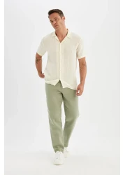 Defacto بنطال قطني مريح بقصة مستقيمة D2972AX24SM