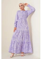Bigdart 2145 Patterned Hijab Dress - Lilac