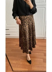 TEKSTİLCİ Leopard Silk Satin Skirt