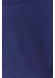  Collection Navy Blue 100% Cotton Button Detailed Wadding Appearance Basic Crew Neck Knitted T-Shirt TWOSS23TS00016