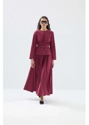 Tailors Room Tie Detailed Suit - Claret Red