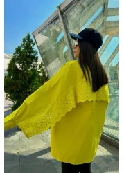 Qaju Women's Oversize Shirt with Scallop Detail on the Back