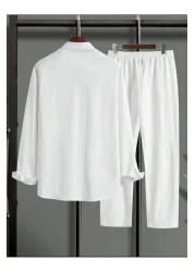 Fifty Color Bürümcük Crinkle Fabric Summer Lycra Women's Men's Long Sleeve Shirt and Sweatpants Set