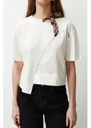 Edit by  White Leopard Halter Detailed Knitted T-Shirt TEDSS24TS00001