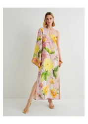 Koton One Shoulder Floral Viscose Dress - X Tuba Unusal Slit