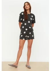  Collection Multicolor 100% Cotton Star Pattern Shorts Knitted Pajamas Set Thmss22Pt0501