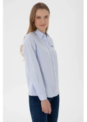 U.S. Polo Assn. Women's Light Blue Long Sleeve Basic Shirt 50307726 -Vr003