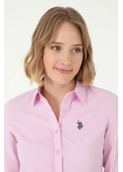 U.S. Polo Assn. قميص نسائي وردي بأكمام طويلة - موديل أساسي50288851-vr041