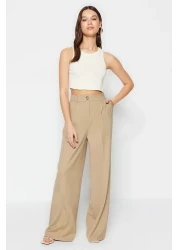  Collection Khaki Color Wide-Leg Woven Trousers - Iron-On Trace, Twoss23Pl00326