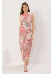  Collection Powder Ethnic Pattern Midi Woven Dress Twoss24El00390