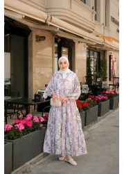 LOCCO Women's Pastel Floral Dress Lilac