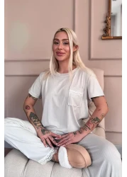 Pijamaevi Gray Dublin Short Sleeve Lace Women's Pajamas Set